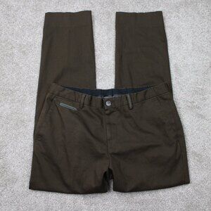 BOSS Hugo Boss Chino Pants Mens 34x30 Brown Batho-W Cotton Stretch Flat Front